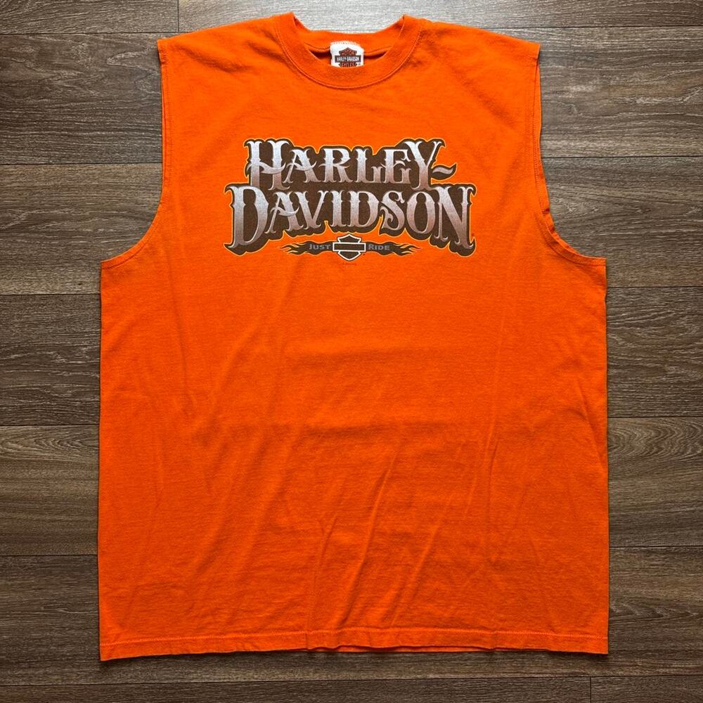 Harley Davidson Orange Tank Top with Logo